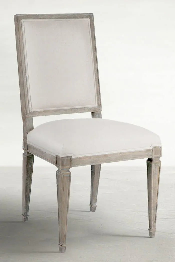 Gabby Home SCH-560-S300-F03 Danielle Oak Square Back Dining Chair – Burnished Sunbrella Linen Dove