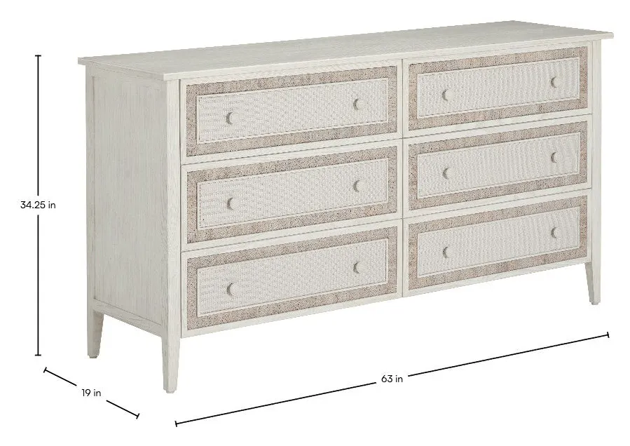 Gabby Home SCH-176043 Grand Bermuda Sungkai Wood Dresser - 6 Drawers, Whitewash Gabby Home SCH-176043 Grand Bermuda Sungkai Wood Dresser - 6 Drawers, Whitewash