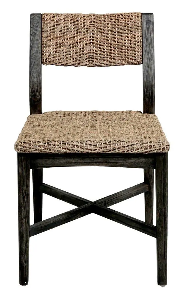 Gabby Home SCH-163210 Richard Rubber Wood Seagrass Mod Curved Side Chair – Dark Brown