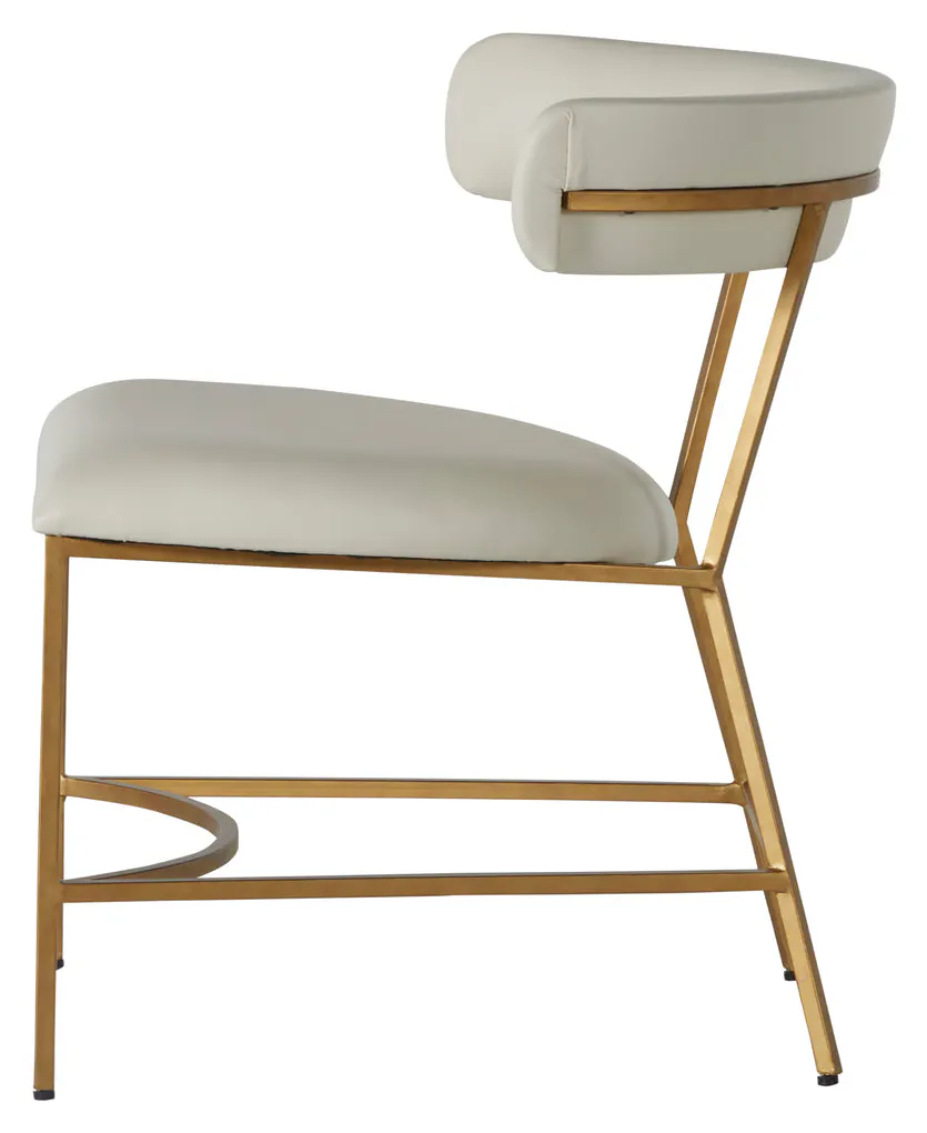 Gabby Home SCH-167085 Matlock Metal Faux Leather Dining Chair - White Antique Gold Gabby Home SCH-167085 Matlock Metal Faux Leather Dining Chair - White Antique Gold