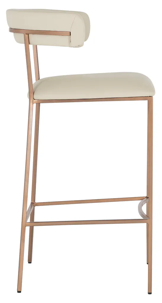 Gabby Home SCH-175539 Matlock Metal Faux Leather Bar Stool - White Brass Gabby Home SCH-175539 Matlock Metal Faux Leather Bar Stool - White Brass
