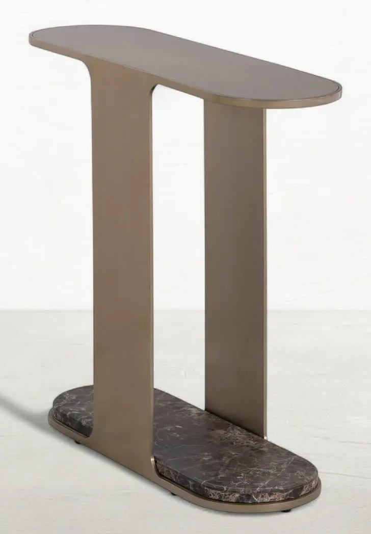 Gabby Home SCH-175943 Cascade Metal Oval Side Table – Dark Emperador