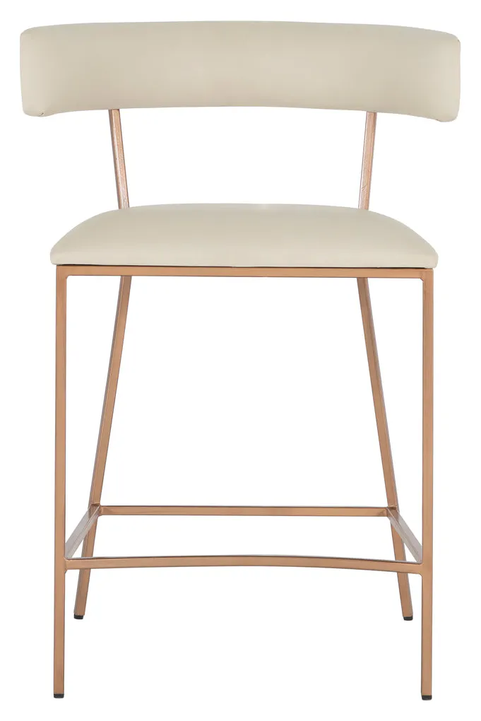 Gabby Home SCH-175540 Matlock Metal Faux Leather Counter Stool - White Brass Gabby Home SCH-175540 Matlock Metal Faux Leather Counter Stool - White Brass