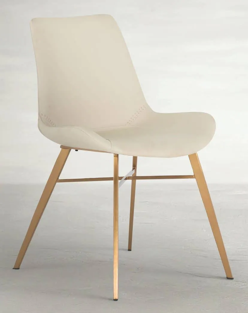 Gabby Home SCH-175623 Hines Faux Leather Stainless Steel Dining Chair – White Gold