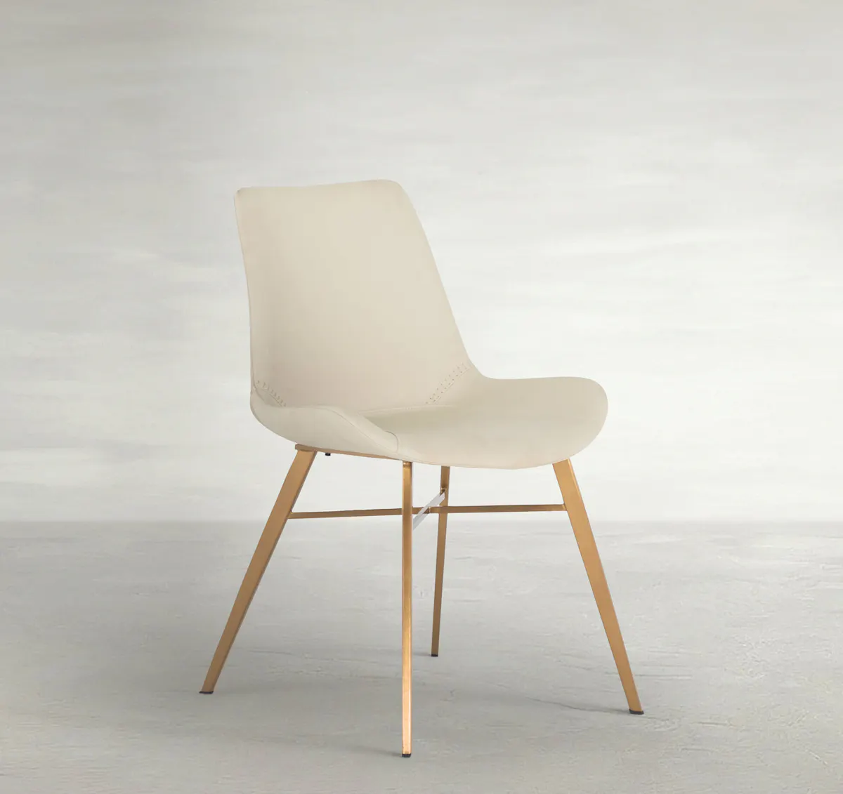 Gabby Home SCH-175623 Hines Faux Leather Stainless Steel Dining Chair - White Gold Gabby Home SCH-175623 Hines Faux Leather Stainless Steel Dining Chair - White Gold