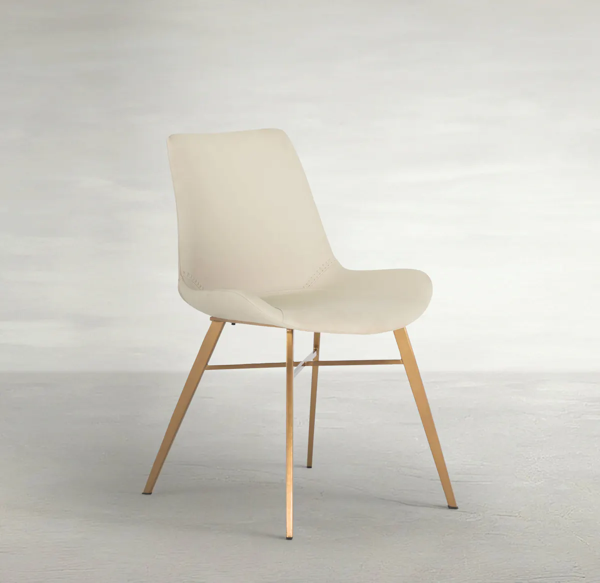 Gabby Home SCH-175623 Hines Faux Leather Stainless Steel Dining Chair - White Gold Gabby Home SCH-175623 Hines Faux Leather Stainless Steel Dining Chair - White Gold