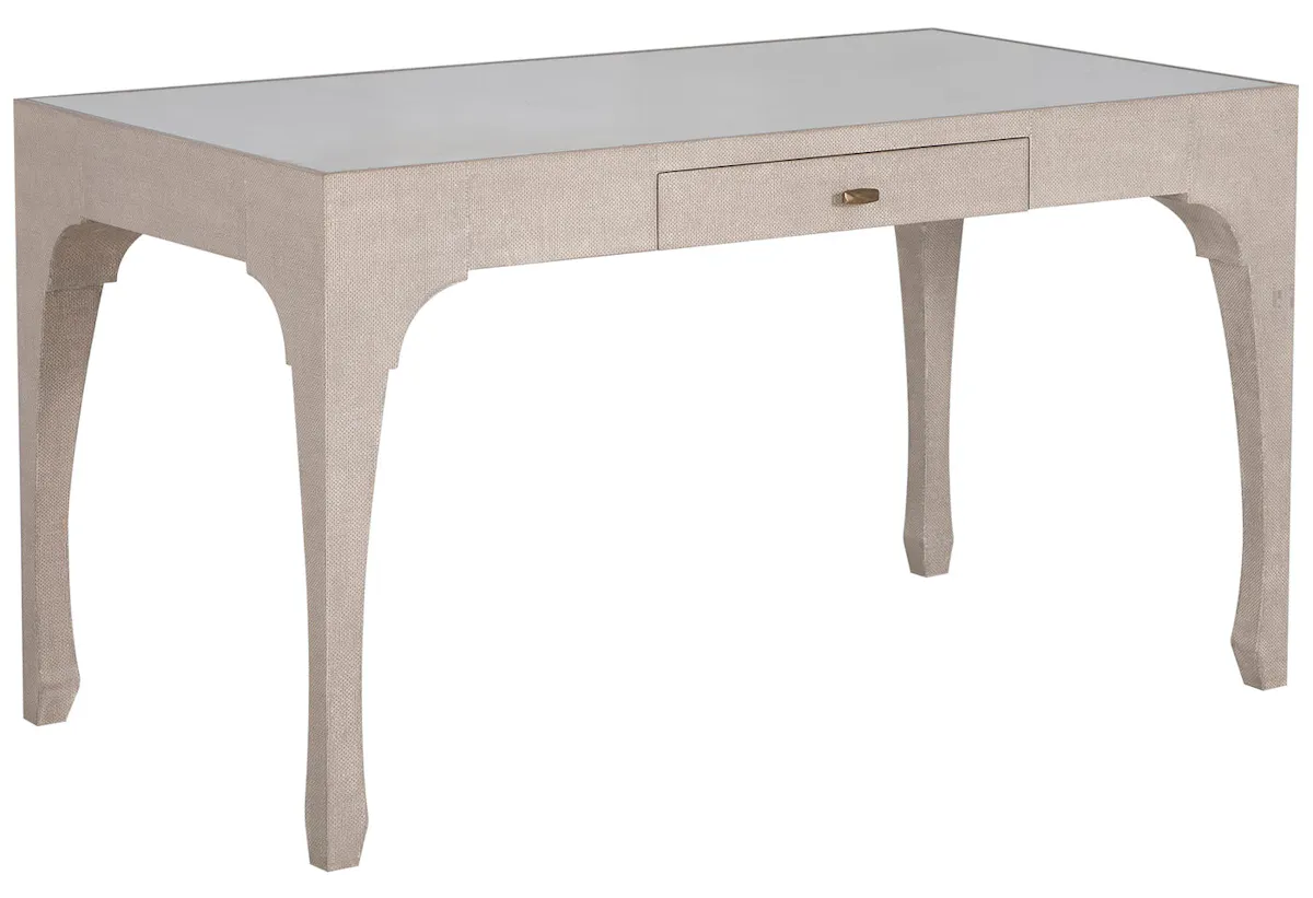 Gabby Home SCH-176056 Vesey Mahogany Wood Desk - 1 Drawers, Whitewashed Raffia Gabby Home SCH-176056 Vesey Mahogany Wood Desk - 1 Drawers, Whitewashed Raffia