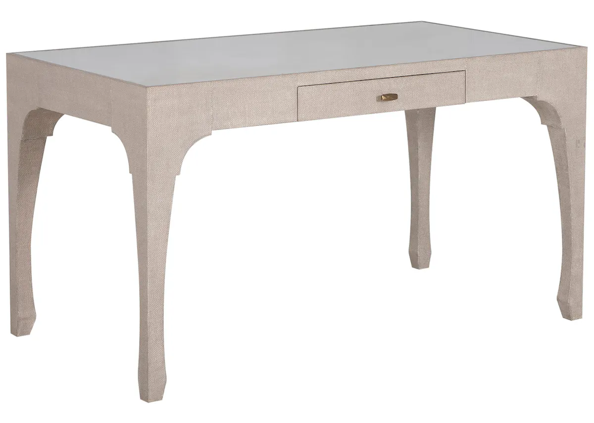 Gabby Home SCH-176056 Vesey Mahogany Wood Desk - 1 Drawers, Whitewashed Raffia Gabby Home SCH-176056 Vesey Mahogany Wood Desk - 1 Drawers, Whitewashed Raffia