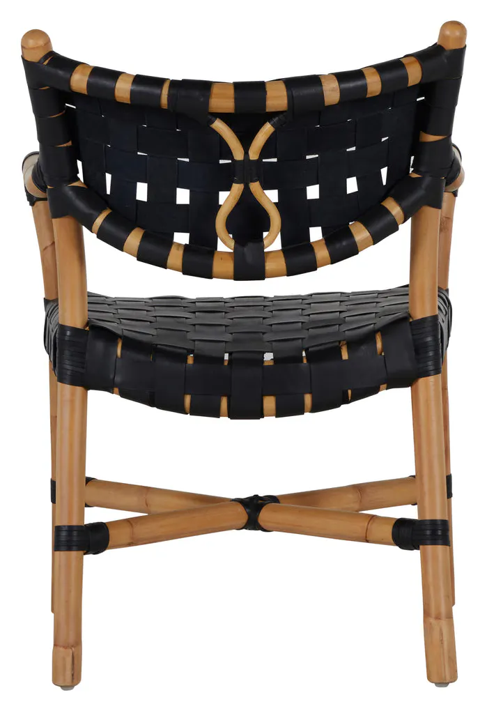 Gabby Home SCH-158230 Morrison Natural Rattan Leather Open Weave Arm Chair - Black Gabby Home SCH-158230 Morrison Natural Rattan Leather Open Weave Arm Chair - Black