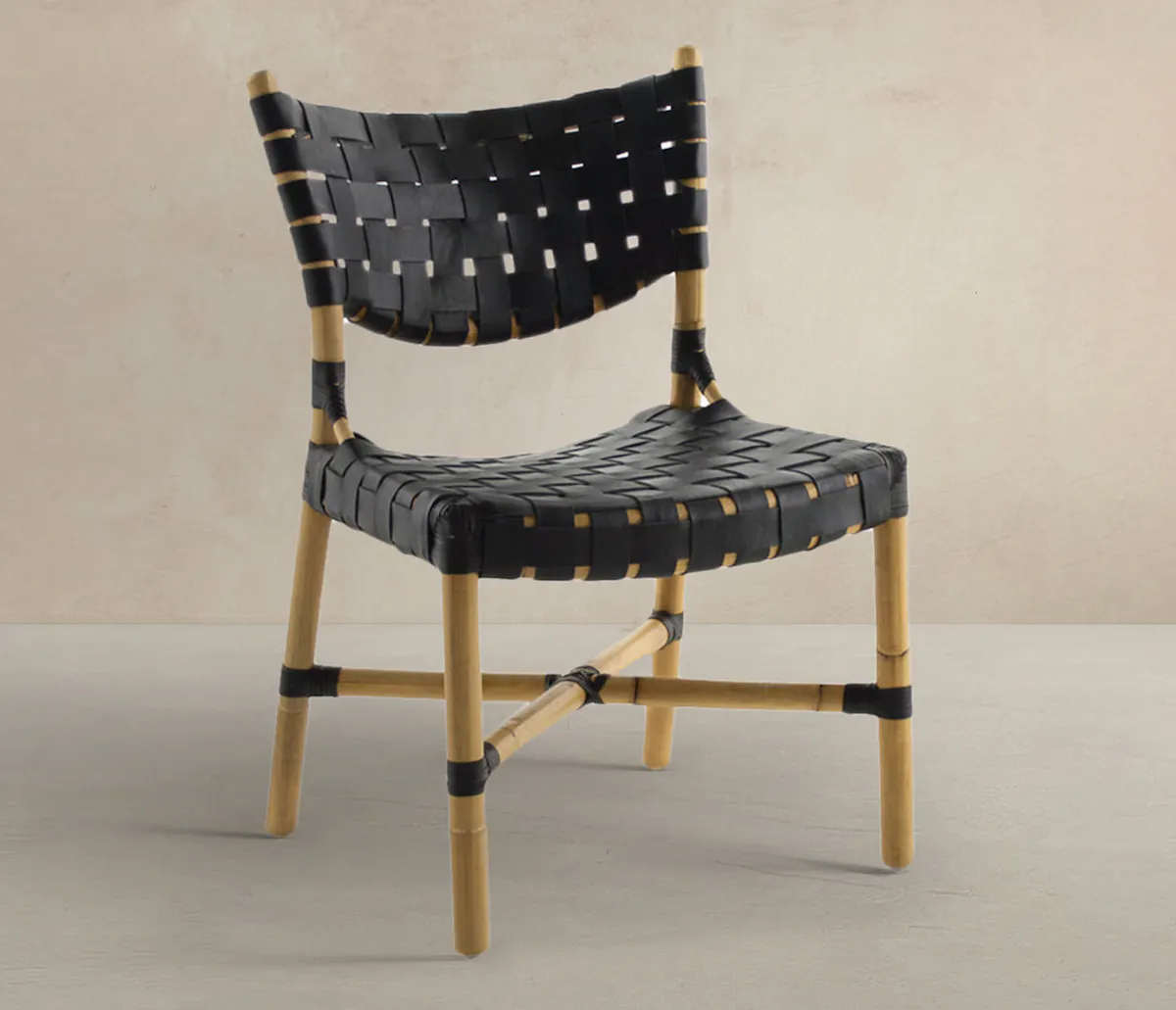 Gabby Home SCH-158055 Morrison Natural Rattan Leather Open Weave Side Chair - Black Gabby Home SCH-158055 Morrison Natural Rattan Leather Open Weave Side Chair - Black