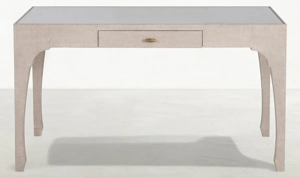 Gabby Home SCH-176056 Vesey Mahogany Wood Desk - 1 Drawers, Whitewashed Raffia Gabby Home SCH-176056 Vesey Mahogany Wood Desk - 1 Drawers, Whitewashed Raffia