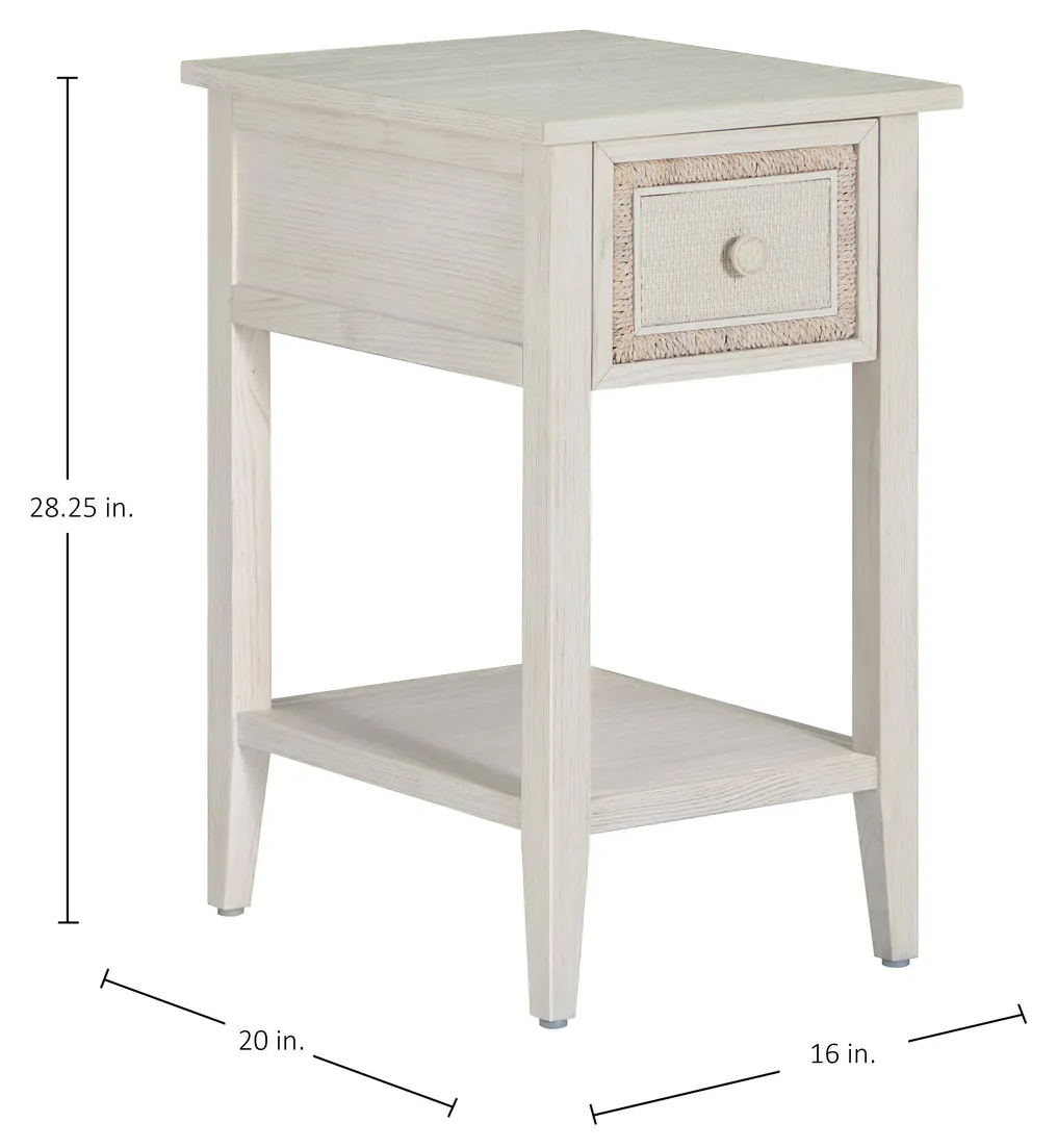 Gabby Home SCH-176031 Grand Bermuda Sungkai Wood Nightstand - 1 Drawer, Whitewash Gabby Home SCH-176031 Grand Bermuda Sungkai Wood Nightstand - 1 Drawer, Whitewash