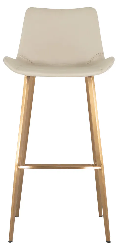 Gabby Home SCH-175590 Hines Faux Leather Stainless Steel Bar Stool - White Gold Gabby Home SCH-175590 Hines Faux Leather Stainless Steel Bar Stool - White Gold