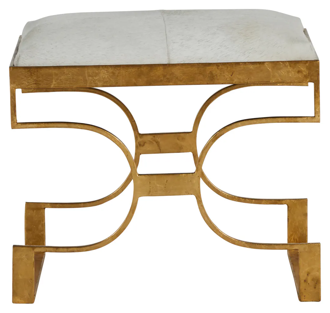Gabby Home SCH-170340 Connelly Hair On Hide Leather Iron Ottoman - Royale Leaf Natural Ivory Gabby Home SCH-170340 Connelly Hair On Hide Leather Iron Ottoman - Royale Leaf Natural Ivory