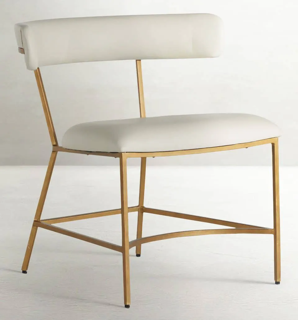 Gabby Home SCH-167085 Matlock Metal Faux Leather Dining Chair – White Antique Gold