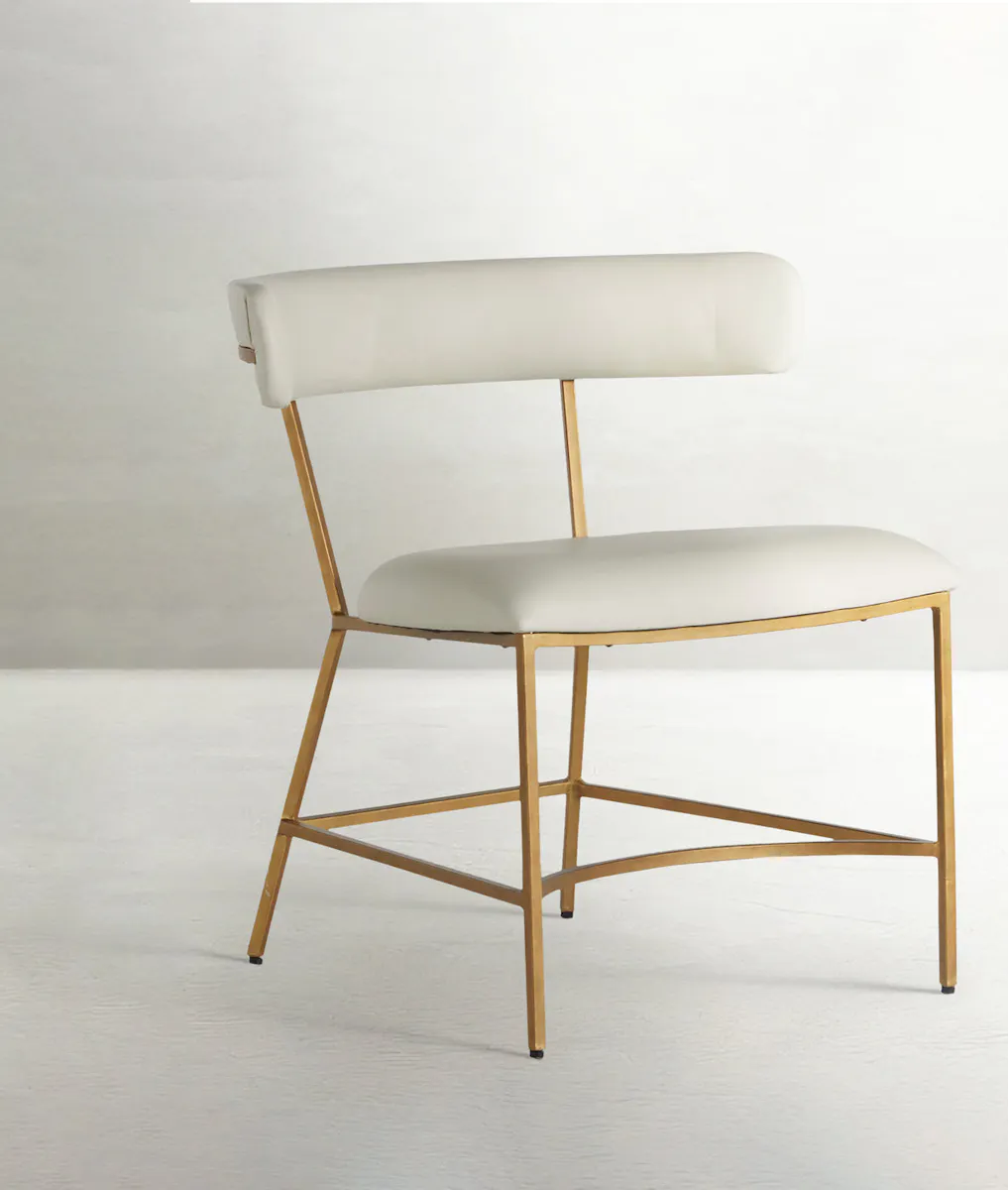 Gabby Home SCH-167085 Matlock Metal Faux Leather Dining Chair - White Antique Gold Gabby Home SCH-167085 Matlock Metal Faux Leather Dining Chair - White Antique Gold