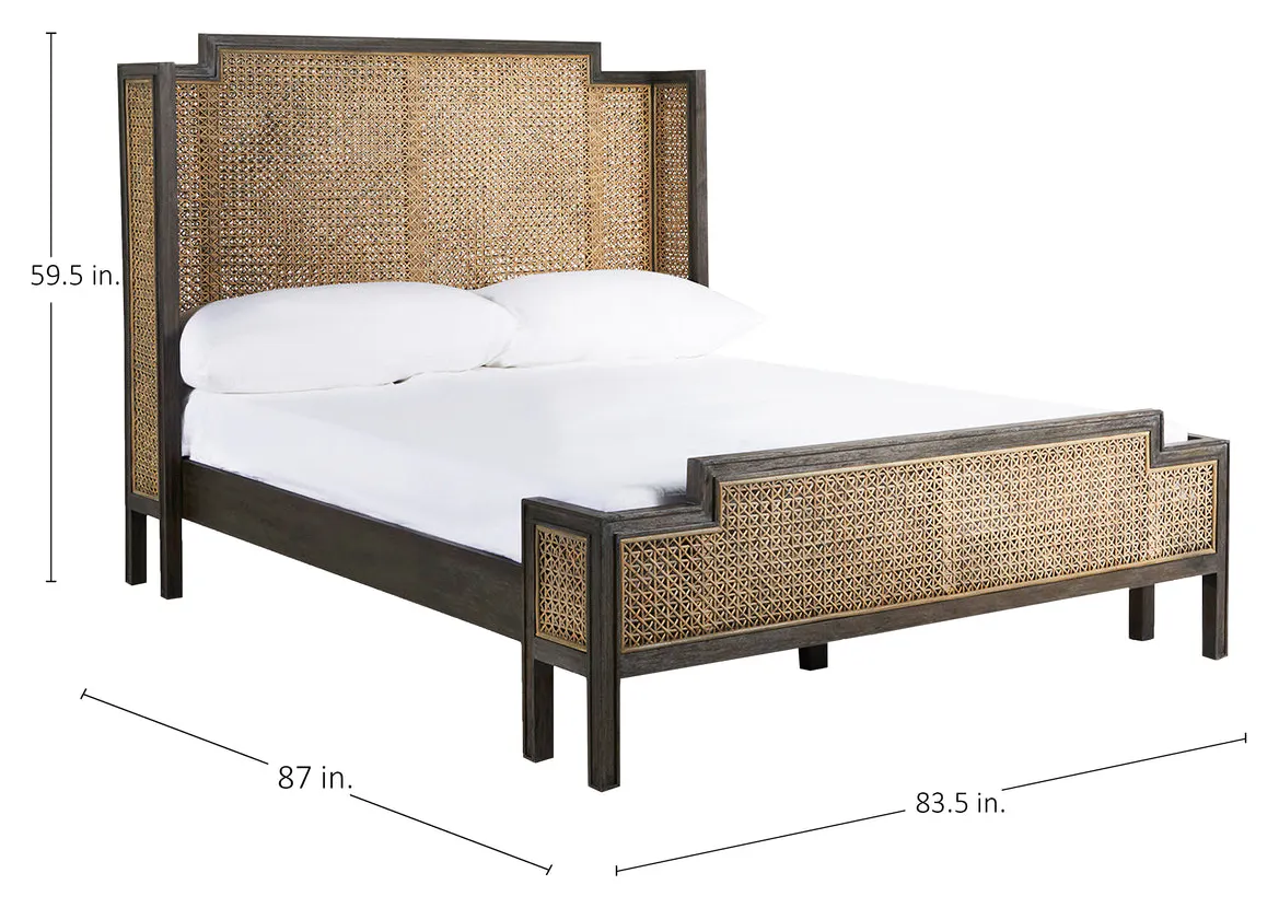 Gabby Home SCH-169350 Camille Natural Rattan Wood Transitional Cane Bed - King, Brown Gabby Home SCH-169350 Camille Natural Rattan Wood Transitional Cane Bed - King, Brown
