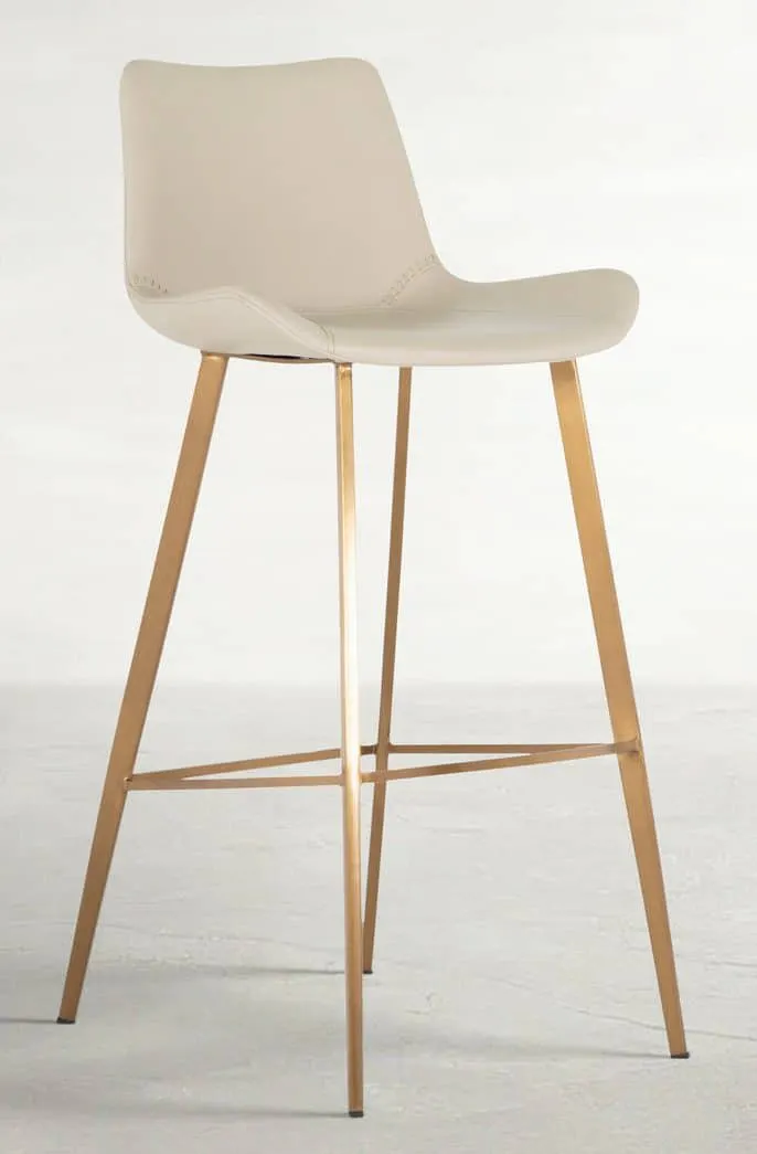 Gabby Home SCH-175590 Hines Faux Leather Stainless Steel Bar Stool – White Gold