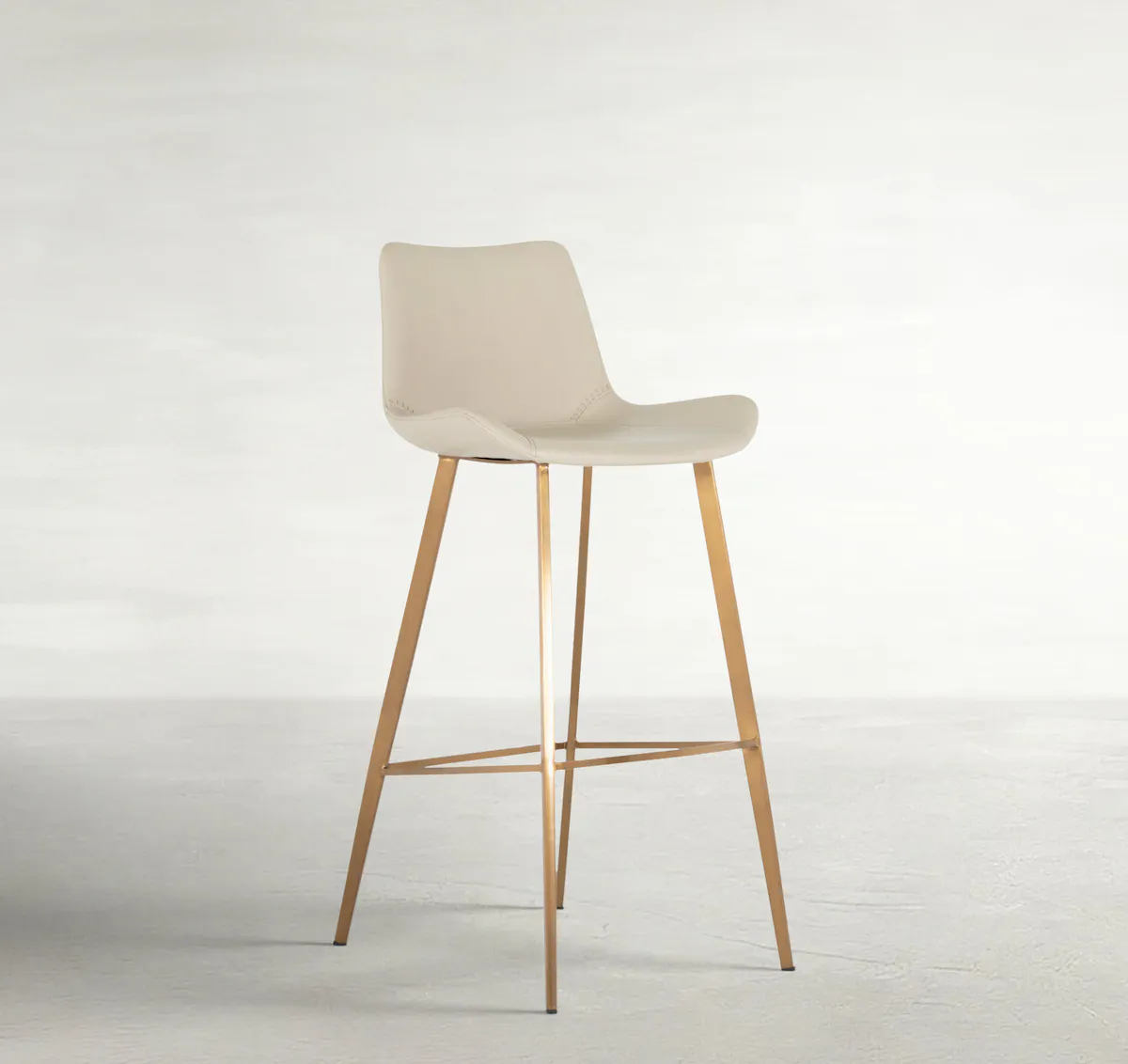 Gabby Home SCH-175590 Hines Faux Leather Stainless Steel Bar Stool - White Gold Gabby Home SCH-175590 Hines Faux Leather Stainless Steel Bar Stool - White Gold