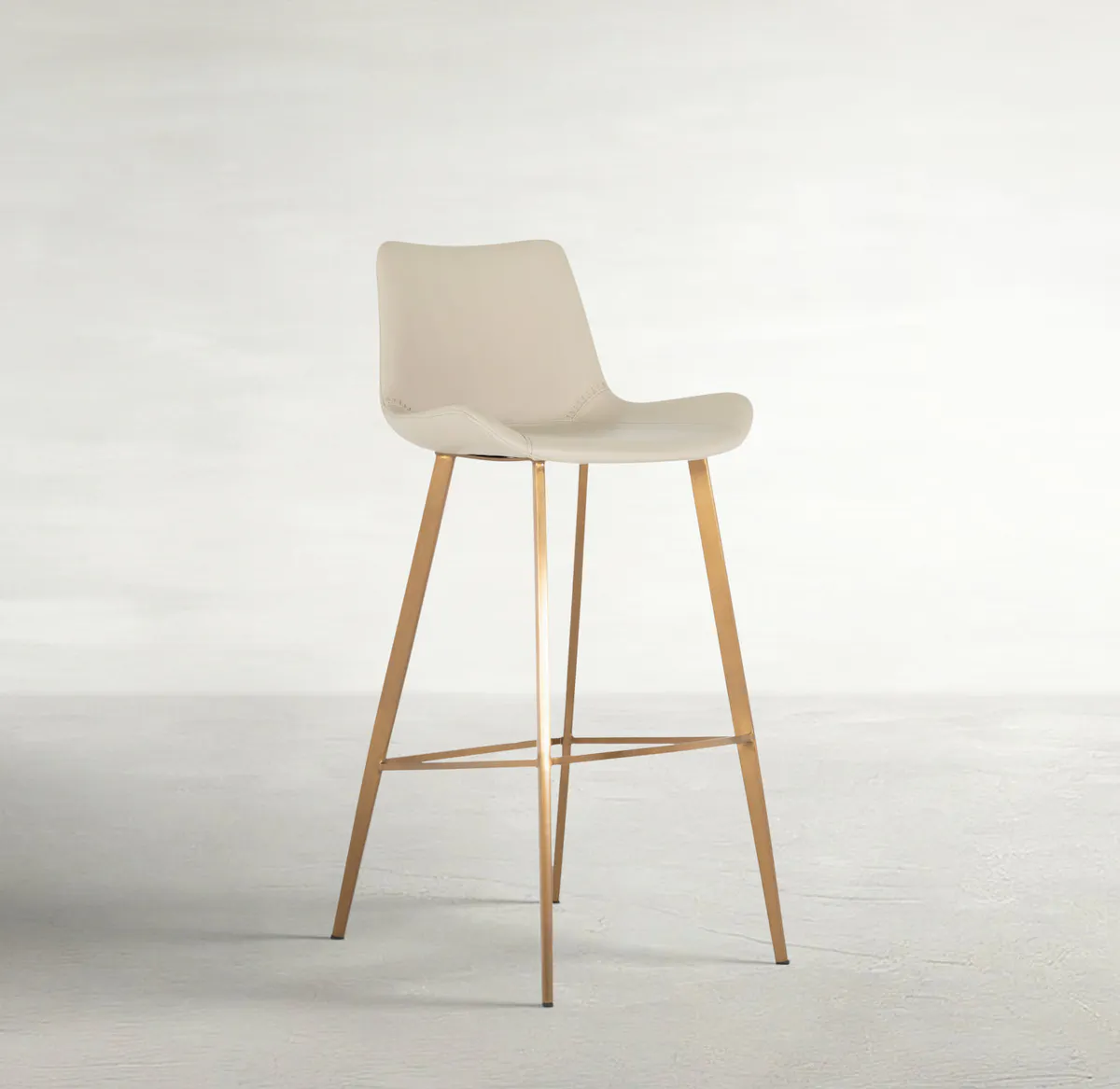 Gabby Home SCH-175590 Hines Faux Leather Stainless Steel Bar Stool - White Gold Gabby Home SCH-175590 Hines Faux Leather Stainless Steel Bar Stool - White Gold