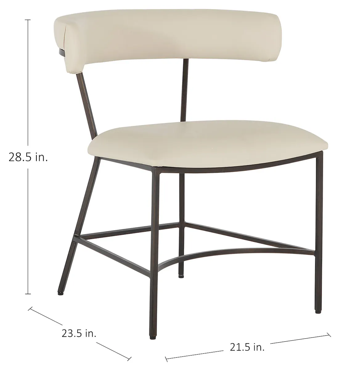 Gabby Home SCH-175625 Matlock Metal Faux Leather Dining Chair - White Dark Bronze Gabby Home SCH-175625 Matlock Metal Faux Leather Dining Chair - White Dark Bronze