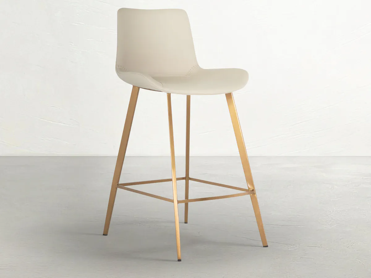 Gabby Home SCH-175622 Hines Faux Leather Stainless Steel Counter Stool - White Gold Gabby Home SCH-175622 Hines Faux Leather Stainless Steel Counter Stool - White Gold