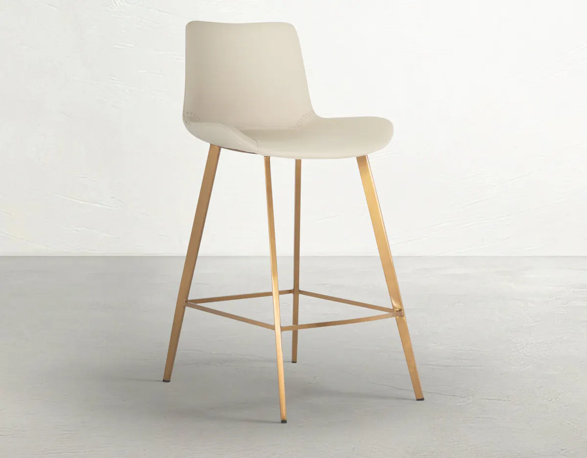 Gabby Home SCH-175622 Hines Faux Leather Stainless Steel Counter Stool - White Gold Gabby Home SCH-175622 Hines Faux Leather Stainless Steel Counter Stool - White Gold