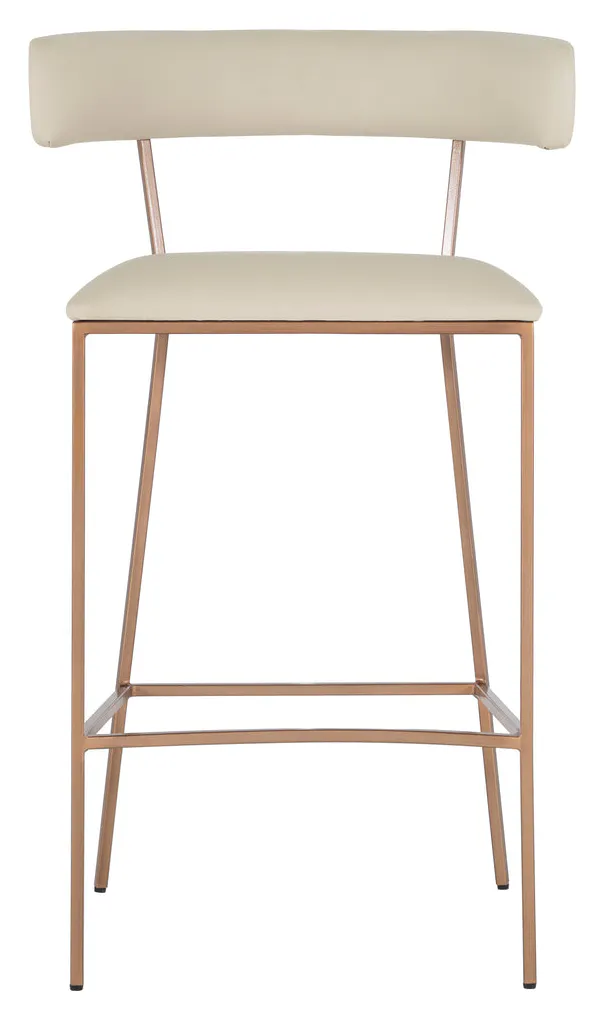 Gabby Home SCH-175539 Matlock Metal Faux Leather Bar Stool - White Brass Gabby Home SCH-175539 Matlock Metal Faux Leather Bar Stool - White Brass