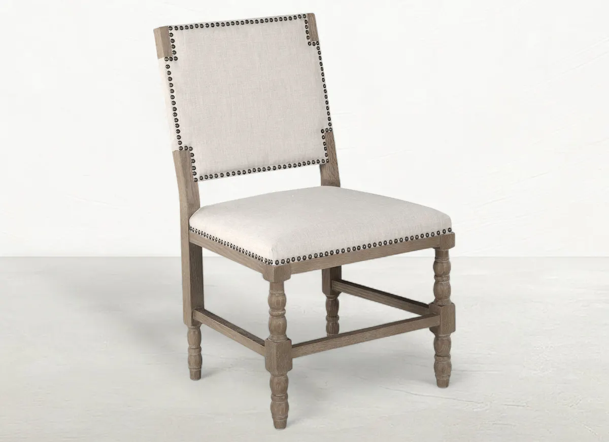 Gabby Home SCH-592-S300-F03 Tyson Sunbrella Acrylic Oak Dining Chair - Burnished Linen Dove Gabby Home SCH-592-S300-F03 Tyson Sunbrella Acrylic Oak Dining Chair - Burnished Linen Dove