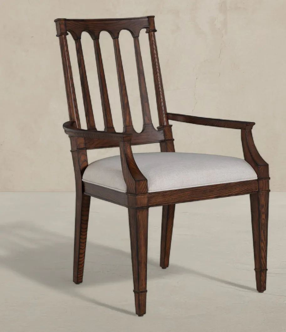 Gabby Home SCH-175994 Mathis Wood Sculpted Back Dining Arm Chair - Rustic Antique Oak Gabby Home SCH-175994 Mathis Wood Sculpted Back Dining Arm Chair - Rustic Antique Oak