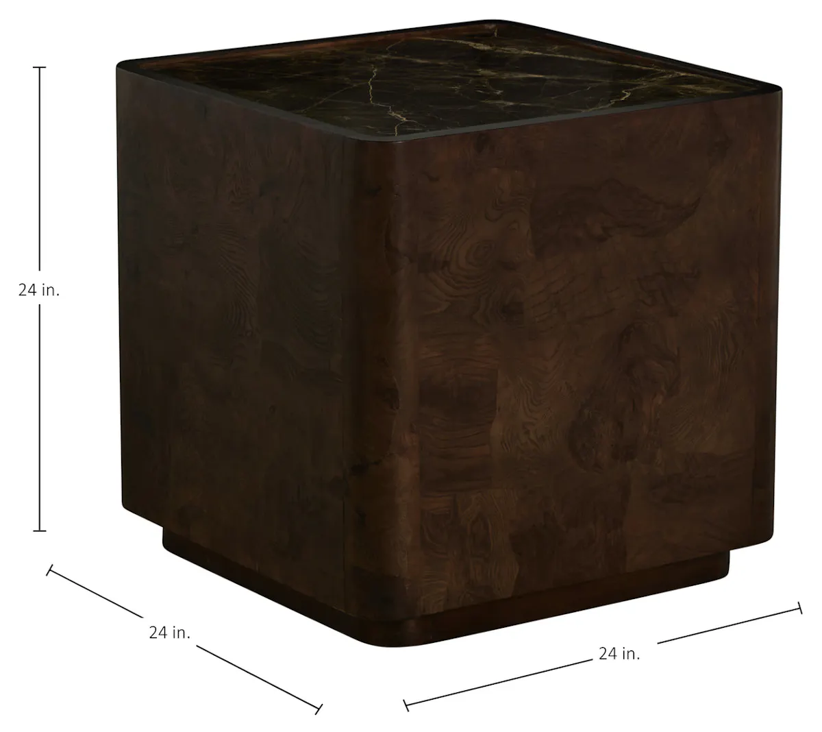 Gabby Home SCH-175952 Summit Ash Burl Square Pedestal Side Table - Dusk Gabby Home SCH-175952 Summit Ash Burl Square Pedestal Side Table - Dusk