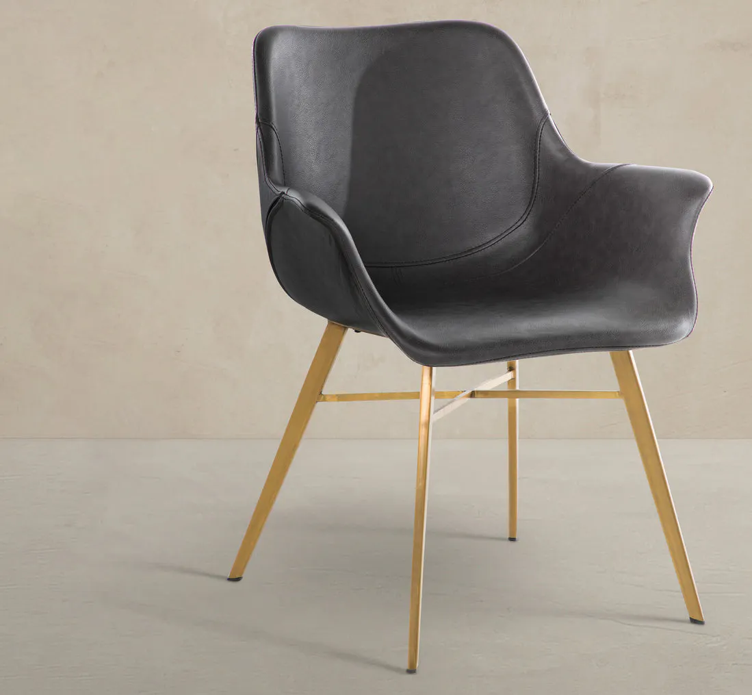 Gabby Home SCH-192351 Channing Faux Leather Metal Dining Chair - Charcoal Brown Gabby Home SCH-192351 Channing Faux Leather Metal Dining Chair - Charcoal Brown