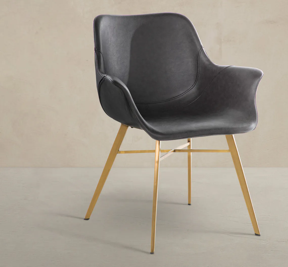Gabby Home SCH-192351 Channing Faux Leather Metal Dining Chair - Charcoal Brown Gabby Home SCH-192351 Channing Faux Leather Metal Dining Chair - Charcoal Brown