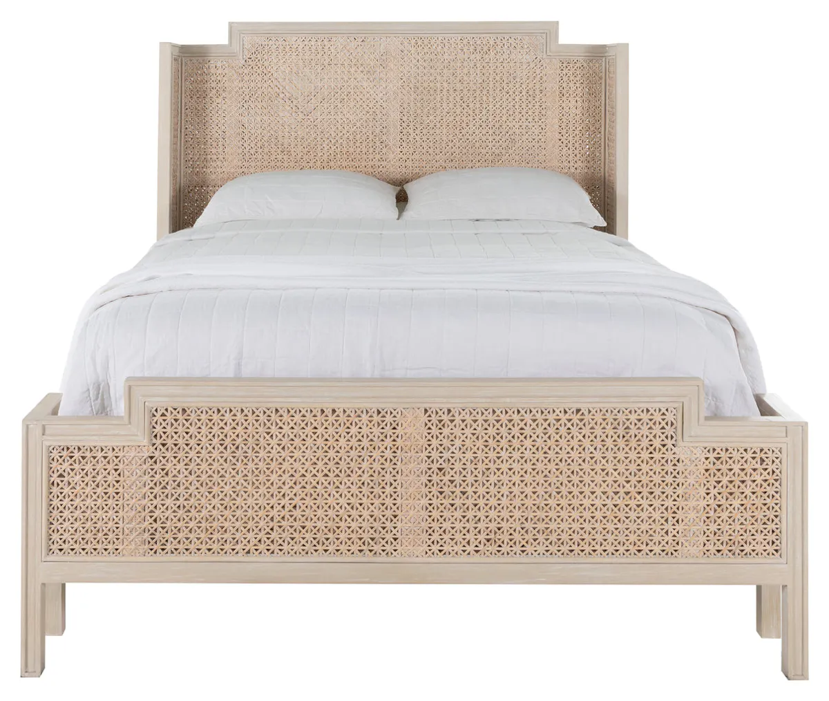 Gabby Home SCH-175593 Camille Natural Rattan Wood Transitional Cane Bed - King, White Ivory Gabby Home SCH-175593 Camille Natural Rattan Wood Transitional Cane Bed - King, White Ivory