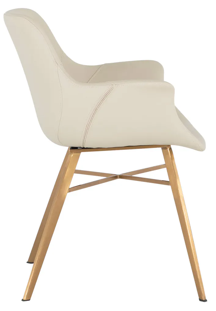 Gabby Home SCH-175624 Channing Faux Leather Metal Dining Chair - White Gold Gabby Home SCH-175624 Channing Faux Leather Metal Dining Chair - White Gold