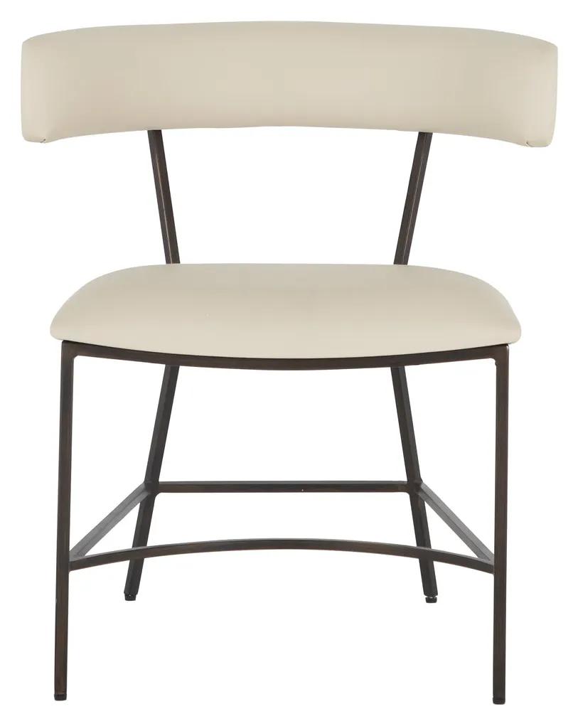 Gabby Home SCH-175625 Matlock Metal Faux Leather Dining Chair - White Dark Bronze Gabby Home SCH-175625 Matlock Metal Faux Leather Dining Chair - White Dark Bronze