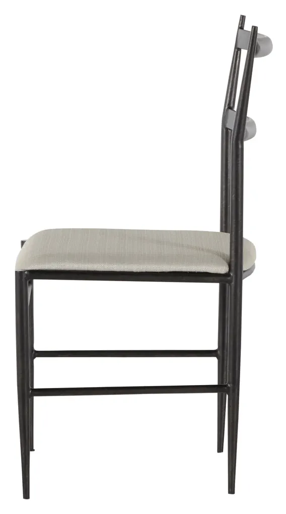 Gabby Home SCH-240510 Ward Faux Leather Iron Tapered Legs Dining Chair - Brushed Black White Gabby Home SCH-240510 Ward Faux Leather Iron Tapered Legs Dining Chair - Brushed Black White