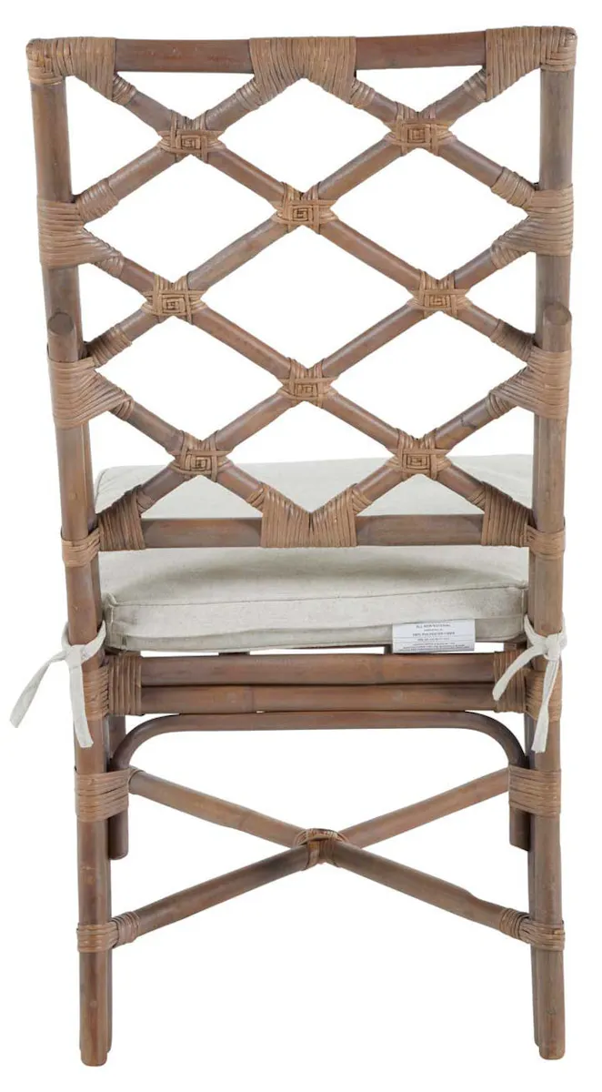 Gabby Home SCH-150180 Kennedy Natural Rattan Linen Crisscrossed Back Dining Chair - Cream Gabby Home SCH-150180 Kennedy Natural Rattan Linen Crisscrossed Back Dining Chair - Cream