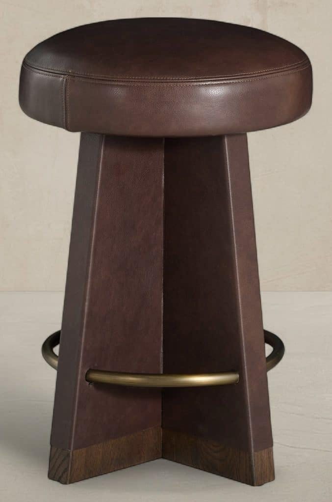 Gabby Home SCH-176003 Plateau Leather Swivel Counter Stool – Dusk