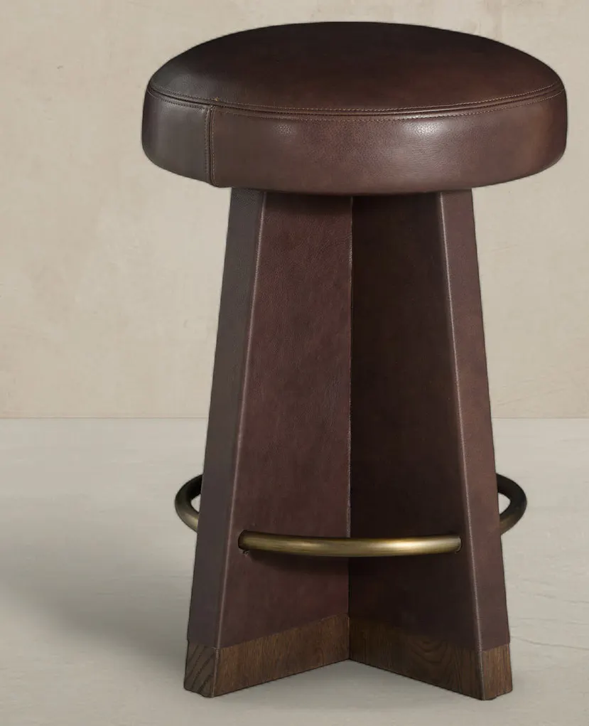 Gabby Home SCH-176003 Plateau Leather Swivel Counter Stool - Dusk Gabby Home SCH-176003 Plateau Leather Swivel Counter Stool - Dusk
