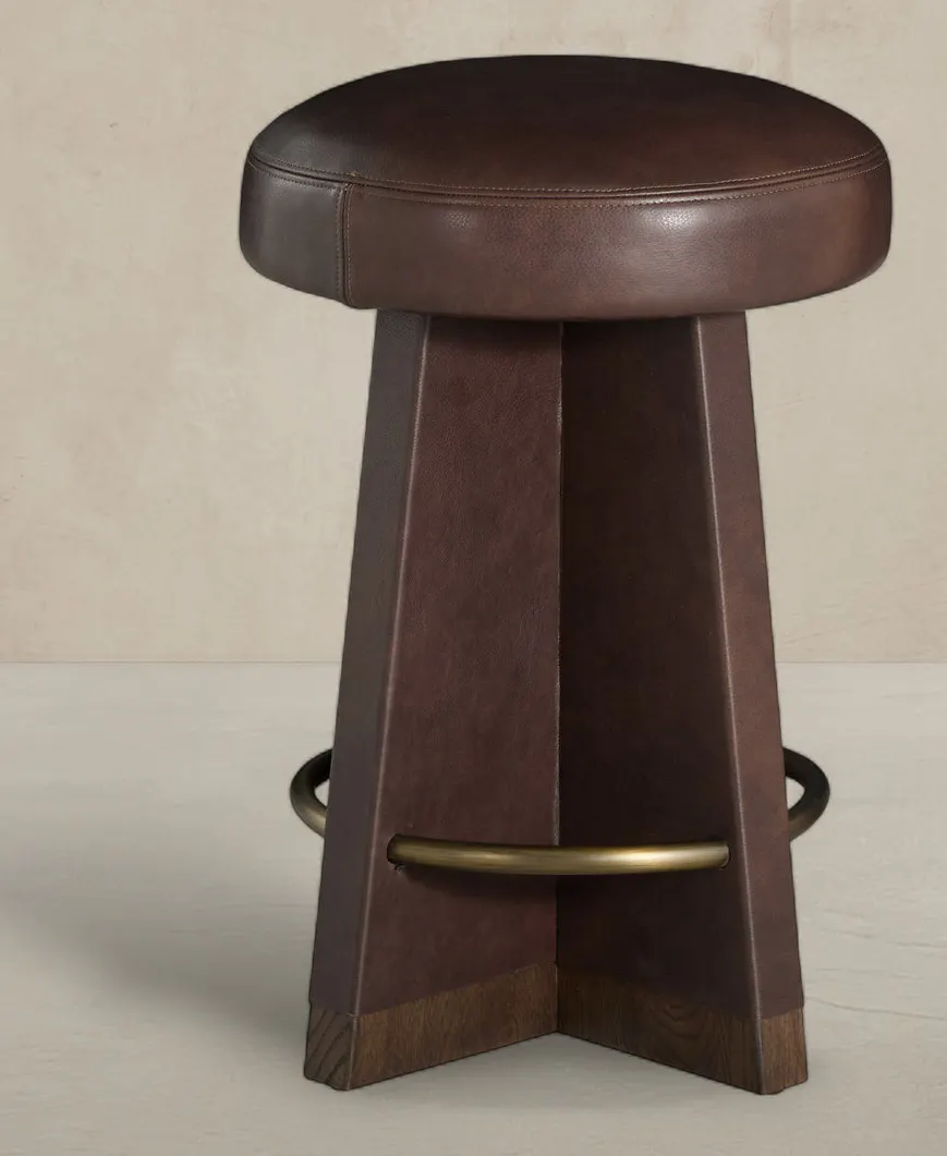 Gabby Home SCH-176003 Plateau Leather Swivel Counter Stool - Dusk Gabby Home SCH-176003 Plateau Leather Swivel Counter Stool - Dusk
