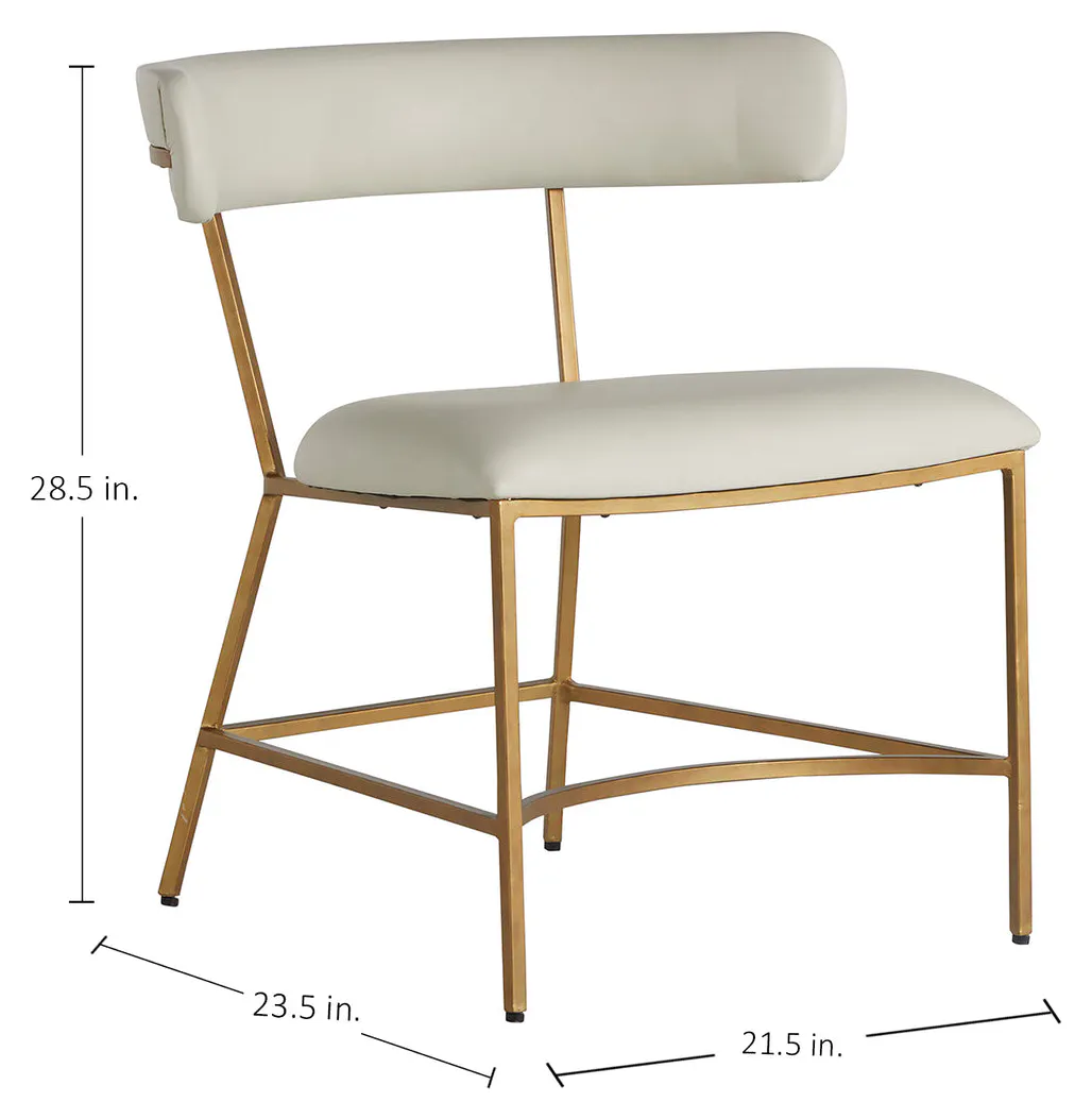 Gabby Home SCH-167085 Matlock Metal Faux Leather Dining Chair - White Antique Gold Gabby Home SCH-167085 Matlock Metal Faux Leather Dining Chair - White Antique Gold