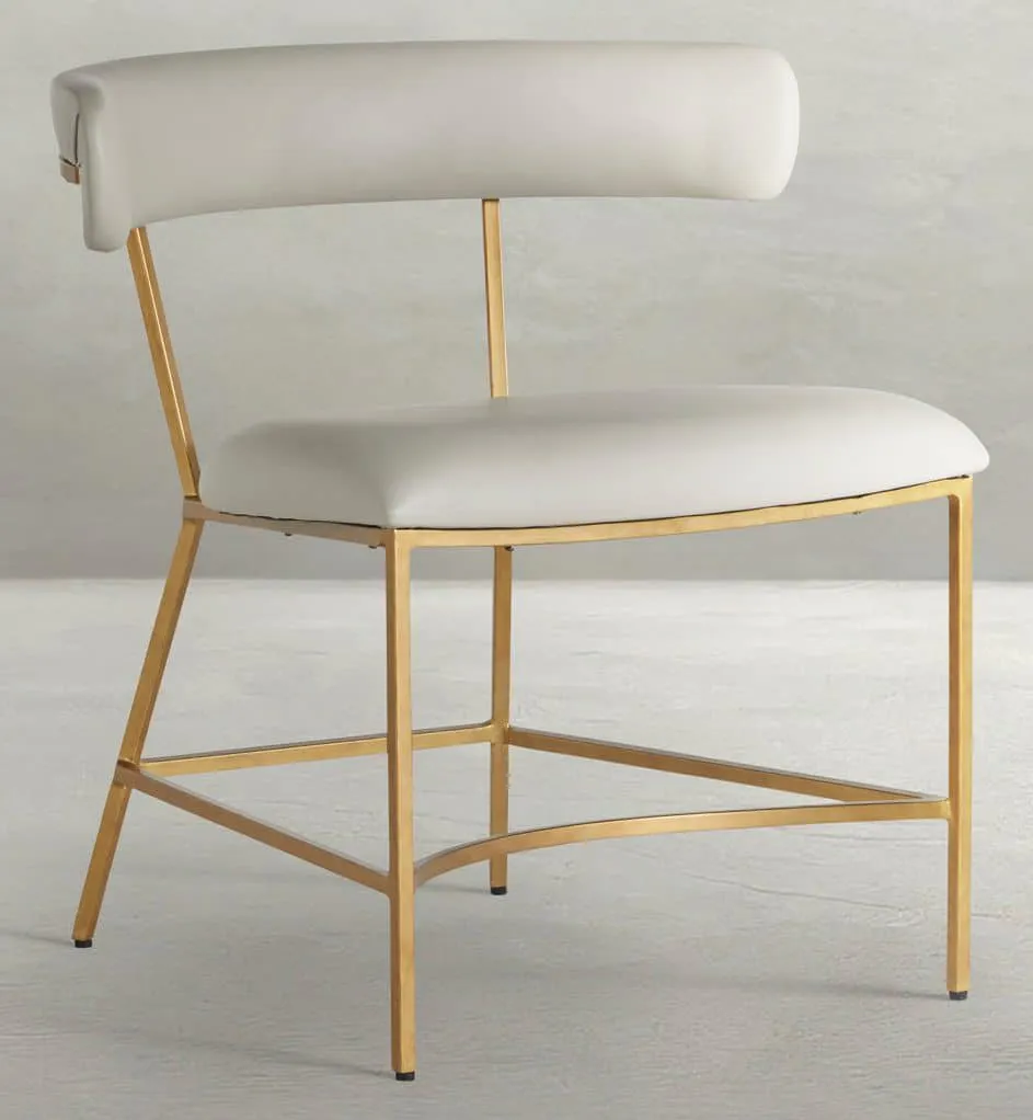 Gabby Home SCH-167080 Mason Faux Leather Metal Dining Chair – Gray Antique Gold