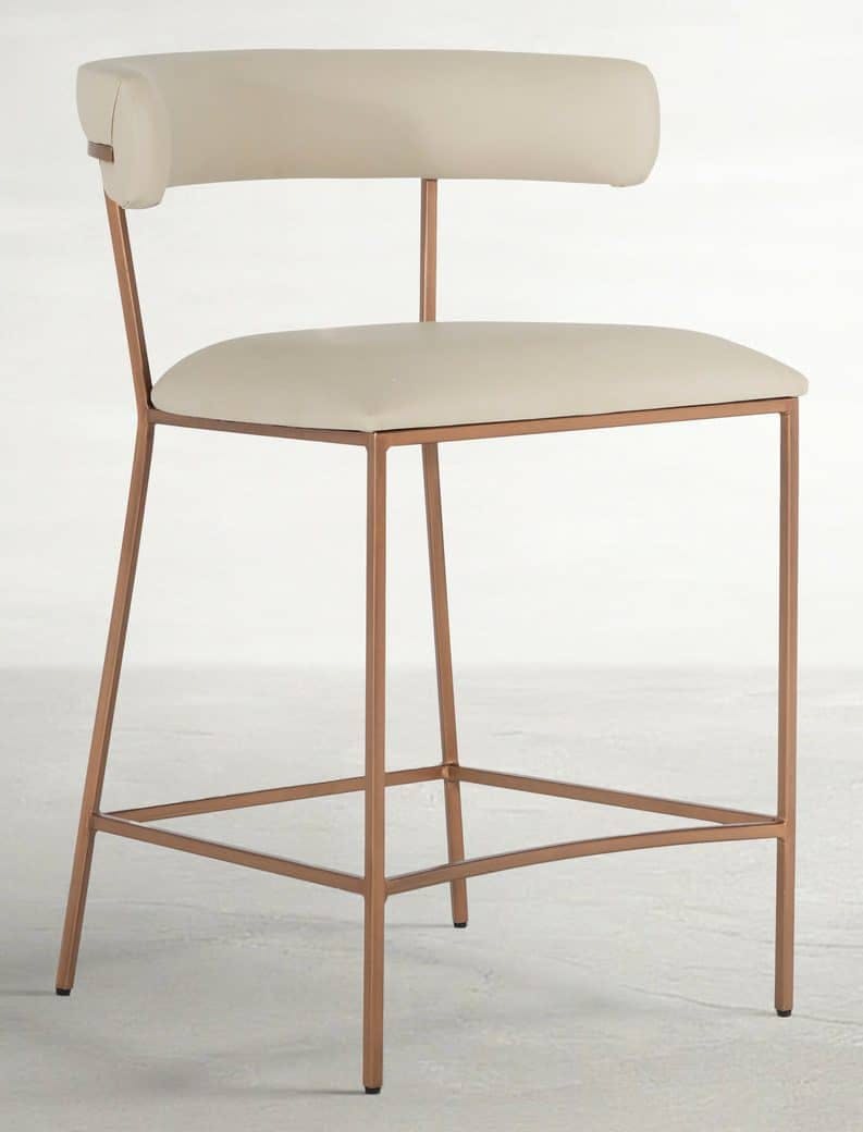 Gabby Home SCH-175540 Matlock Metal Faux Leather Counter Stool – White Brass