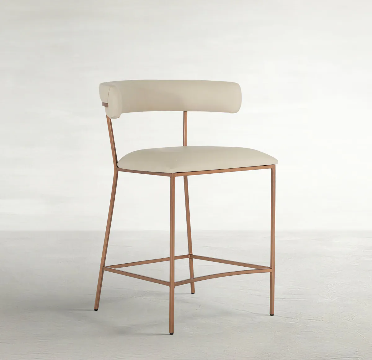 Gabby Home SCH-175540 Matlock Metal Faux Leather Counter Stool - White Brass Gabby Home SCH-175540 Matlock Metal Faux Leather Counter Stool - White Brass