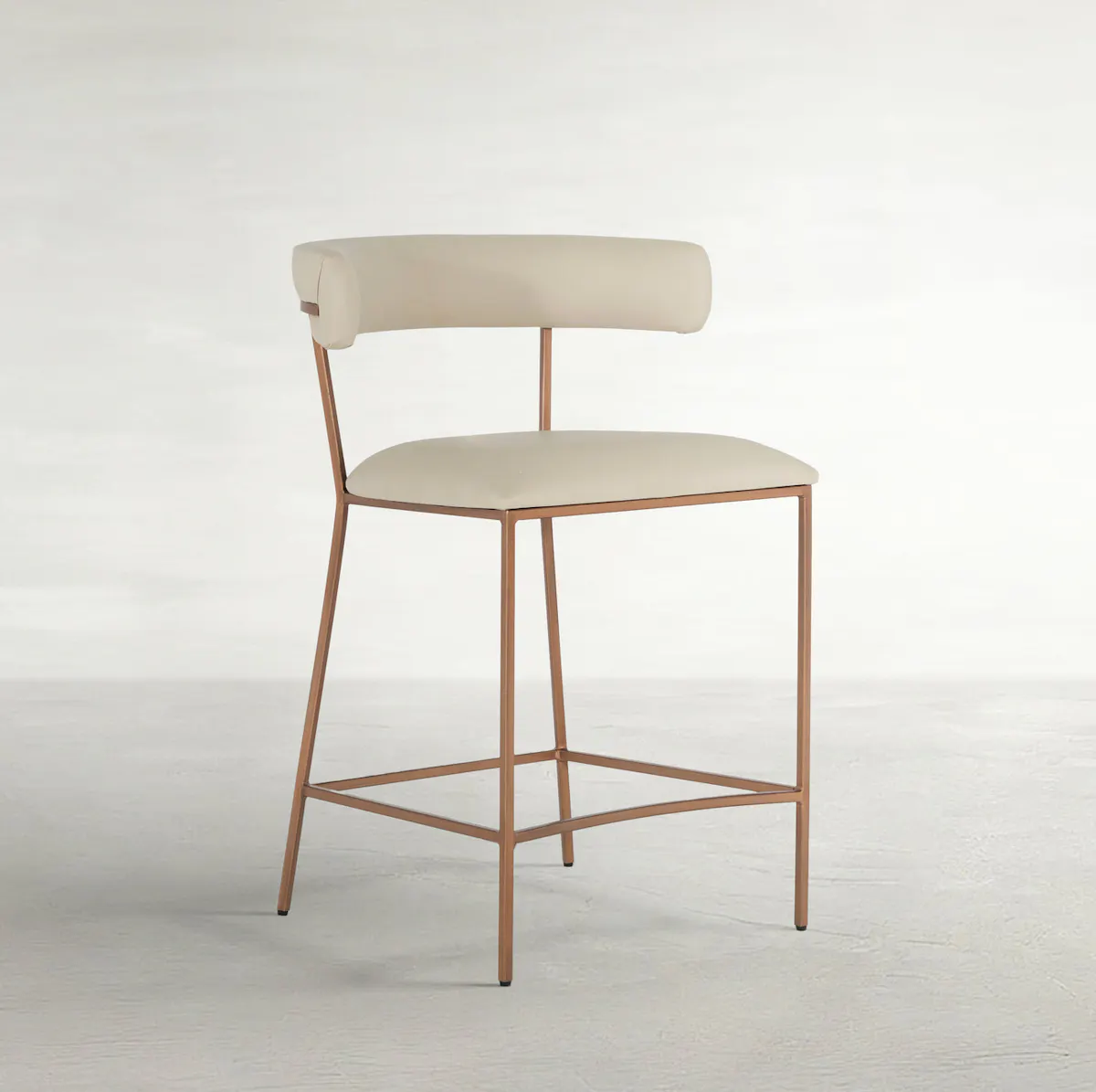 Gabby Home SCH-175540 Matlock Metal Faux Leather Counter Stool - White Brass Gabby Home SCH-175540 Matlock Metal Faux Leather Counter Stool - White Brass