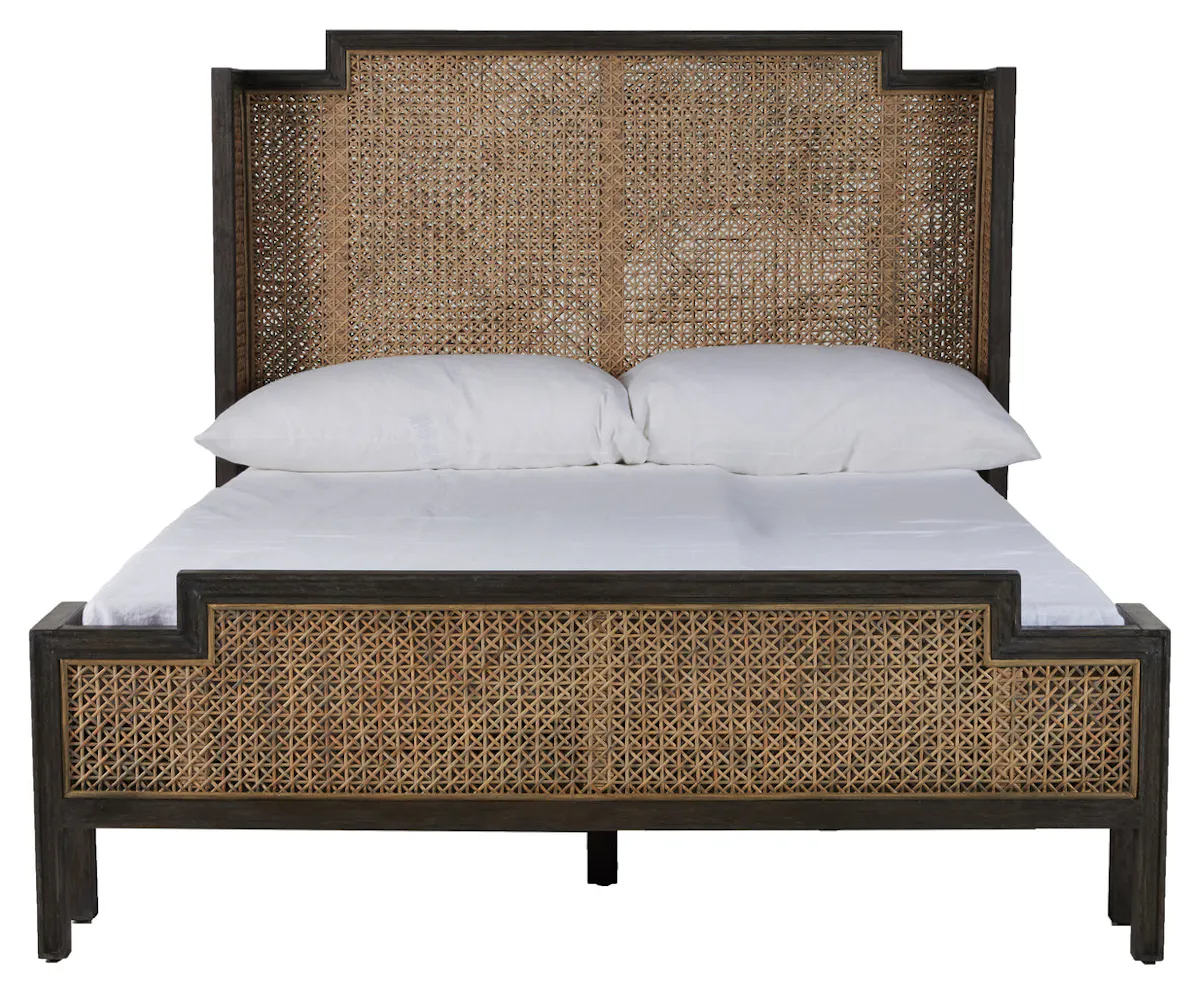 Gabby Home SCH-169345 Camille Natural Rattan Wood Transitional Cane Bed - Queen, Brown Gabby Home SCH-169345 Camille Natural Rattan Wood Transitional Cane Bed - Queen, Brown