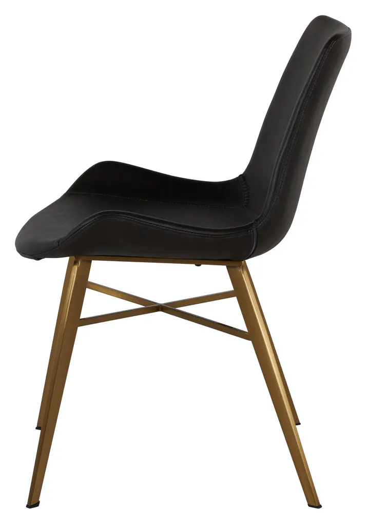 Gabby Home SCH-192350 Hines Faux Leather Stainless Steel Dining Chair - Charcoal Brown Gold Gabby Home SCH-192350 Hines Faux Leather Stainless Steel Dining Chair - Charcoal Brown Gold