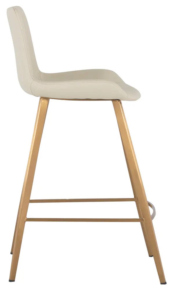 Gabby Home SCH-175622 Hines Faux Leather Stainless Steel Counter Stool - White Gold Gabby Home SCH-175622 Hines Faux Leather Stainless Steel Counter Stool - White Gold