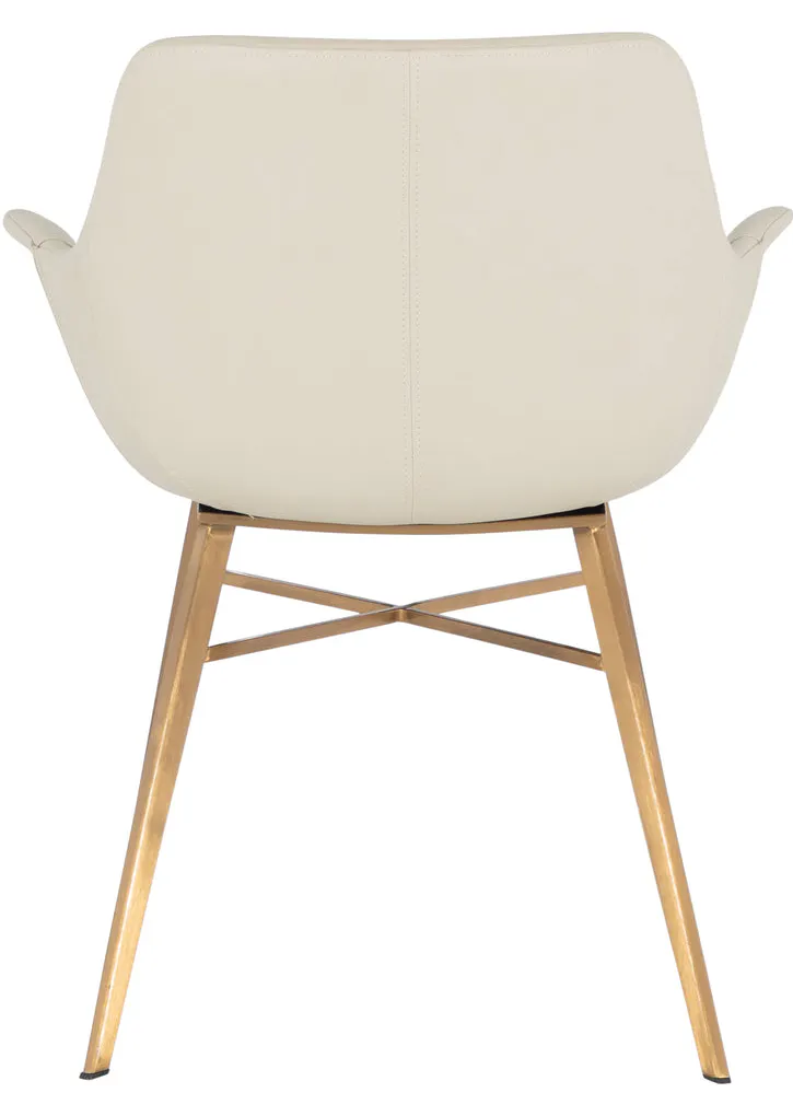 Gabby Home SCH-175624 Channing Faux Leather Metal Dining Chair - White Gold Gabby Home SCH-175624 Channing Faux Leather Metal Dining Chair - White Gold